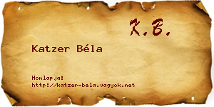Katzer Béla névjegykártya